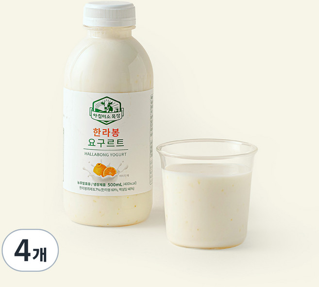 아침미소 동물복지 인증 목장 한라봉 요구르트, 500ml, 1개입, 4개