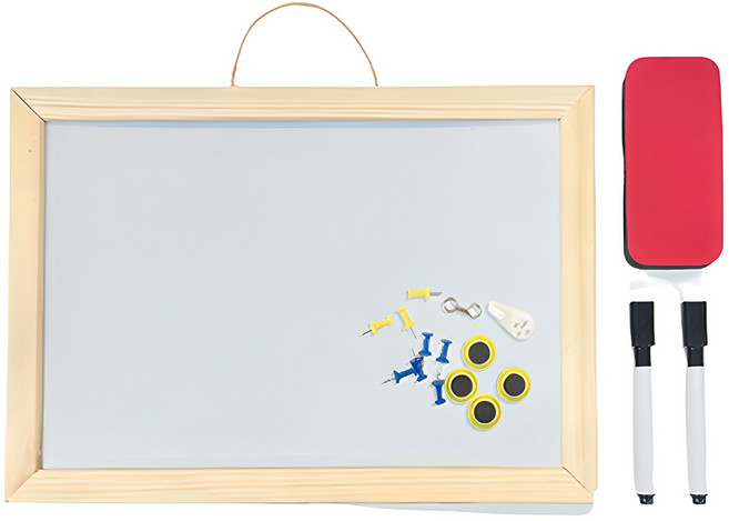 좋은양품 자석 벽걸이 미니 화이트보드 세트, 원목