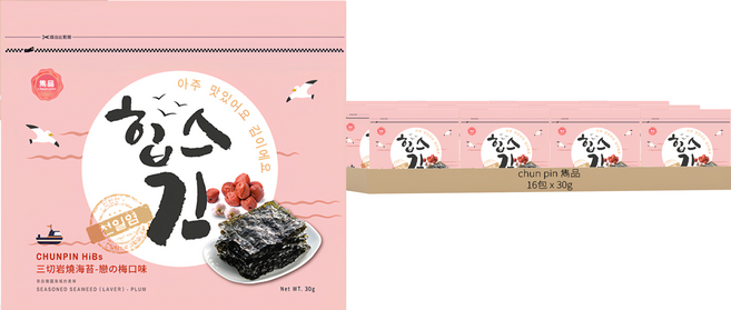 chun pin 雋品 HiBs 三切岩燒海苔 戀の梅口味, 30g, 16包