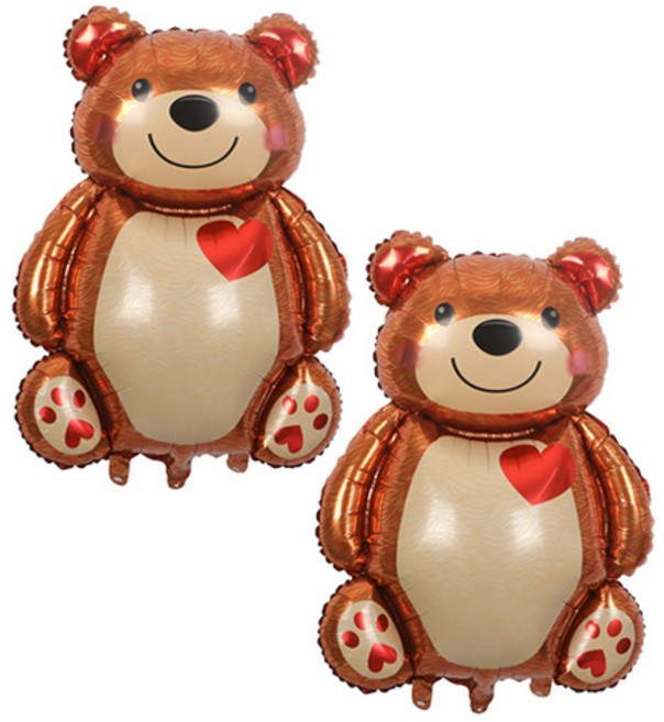 타이탄 프리미엄 잔치 파티 동물 풍선, 하트 베어, 2개