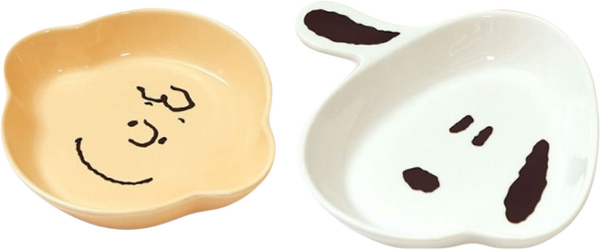 PEANUTS 史努比 造型盤2件組, 史努比 + 查理布朗 白色 + 膚色, 1套, 2件組造型盤