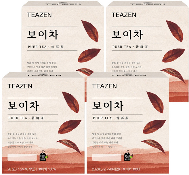 티젠 보이차, 700mg, 40개입, 4개