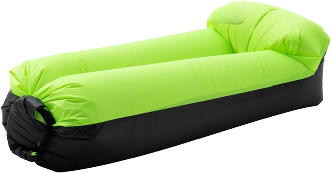 LoHoY 野餐必備草地便攜空氣沙發頭枕款 超耐磨材質 好收好躺, 綠黑