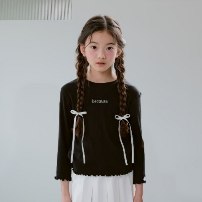 에스엠투 여아용 골지 프릴 티셔츠