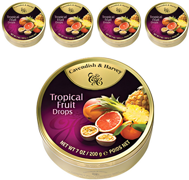 캐빈디쉬앤하비 트로피칼 후르츠 드랍 캔디, 200g, 5개