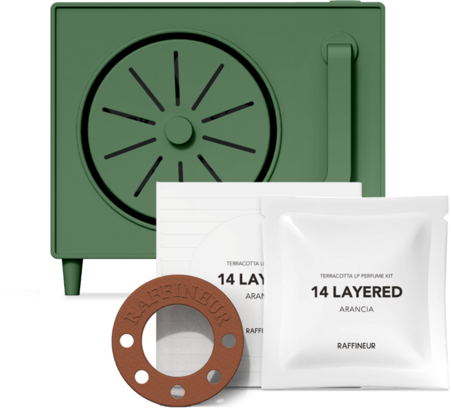 라피네르 턴테이블 전자 디퓨저 세트, 그린 + 아란치아, 1개