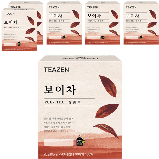 티젠 보이차, 700mg, 40개입, 6개