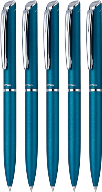 Pentel 飛龍文具 ENERGEL ES 極速鋼珠筆 BLP2005S-AT, 青綠色, 5支