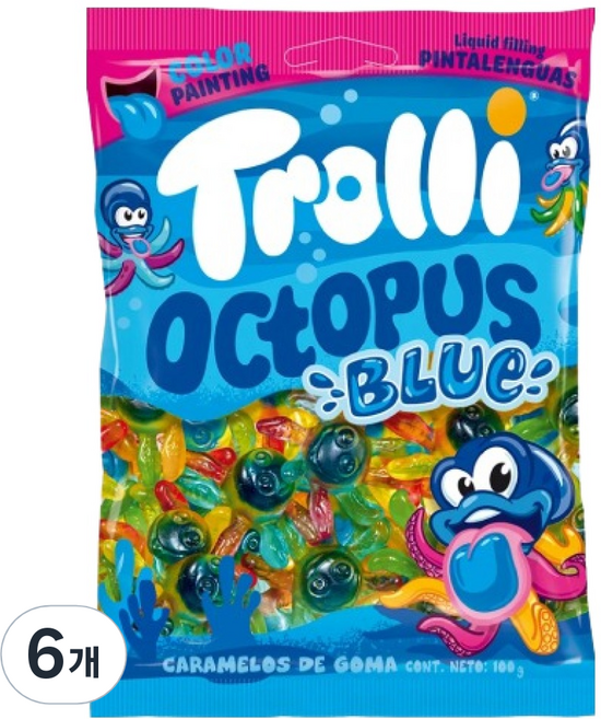 Trolli 藍色章魚軟糖, 6個, 100g