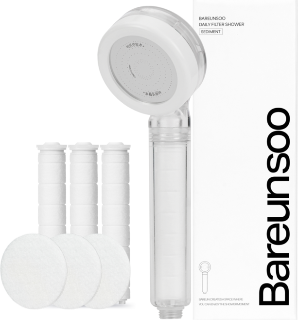 바른생활수 데일리 필터 샤워기 + 리필 필터 무향 3p 세트, 1개