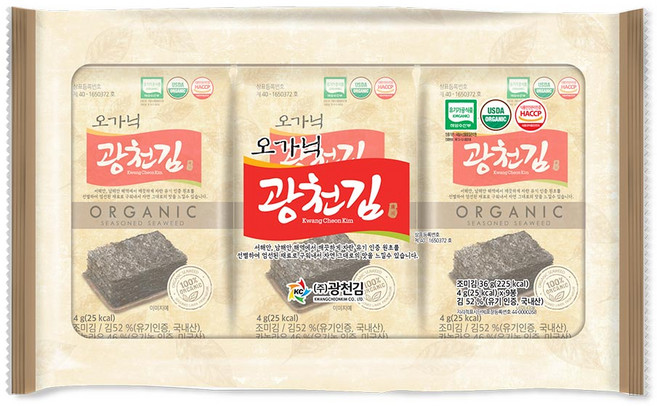 광천김 오가닉 도시락김, 4g, 9개