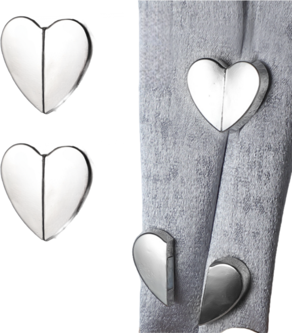 아더위크 버클 빛샘 방지 하트 커튼 자석 2cm, 실버, 4개