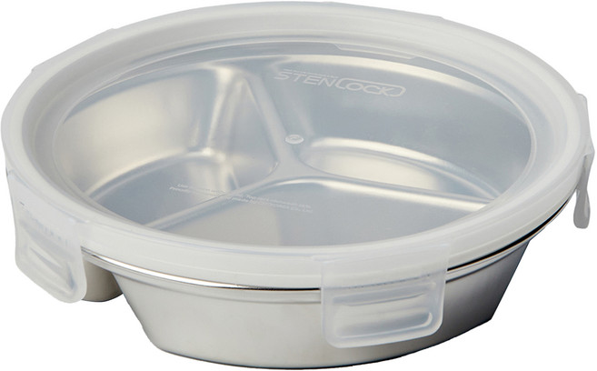 JAJU 스테인리스 원형 세칸나눔 찬통 600ml, 1개, 단품