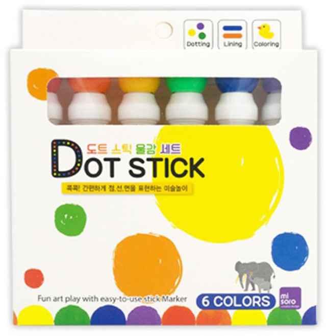 미소로 8000 도트스틱 물감 세트 2190, 40ml, 6색