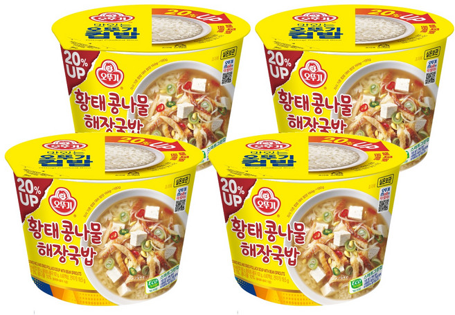 맛있는 오뚜기 컵밥 황태 콩나물해장국밥, 301.5g, 4개