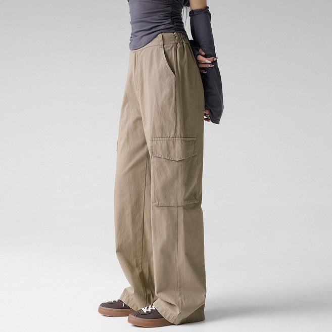 코튼클로젯 여성용 뒷밴딩 와이드 카고 팬츠