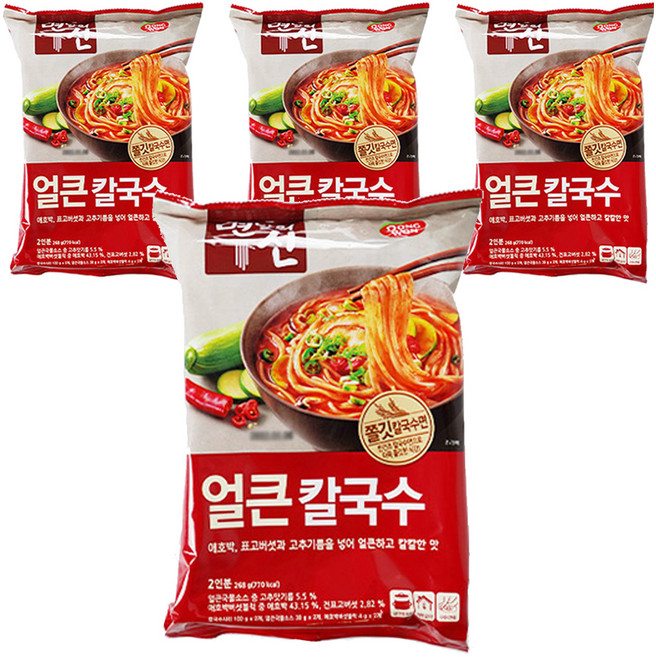 동원 면발의신 얼큰칼국수, 4개, 268g