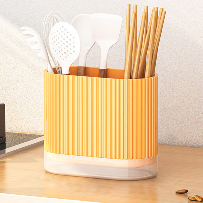 홈즈픽 걸이형 물빠짐 수저통, 오렌지, 1개