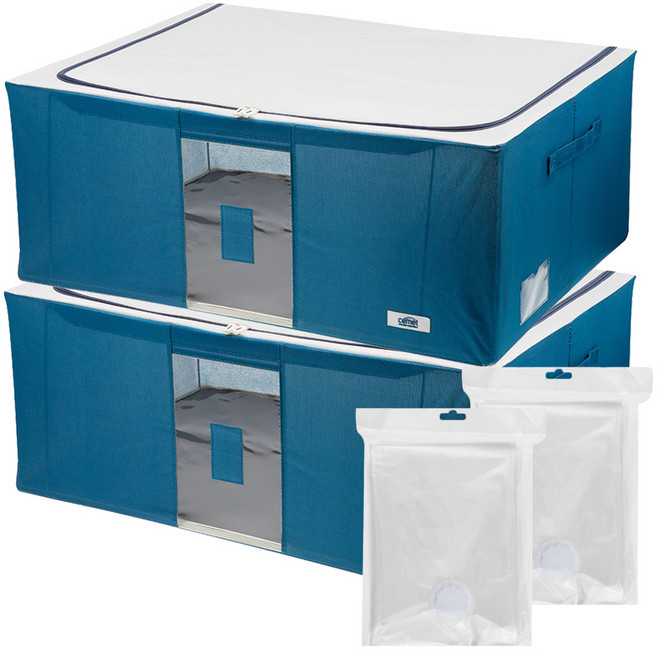 코멧 홈 언더베드 리빙박스 112L 2P + 압축팩 대형 2P, 네이비, 2개