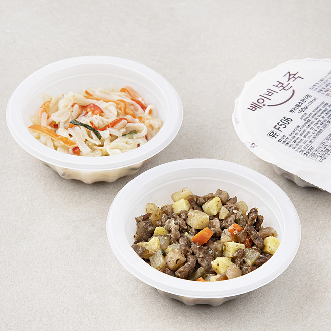 베이비본죽 반찬 뿌리 채소 한우찜 100g + 크래미 어니언 볶음 100g B세트, 200g, 1세트