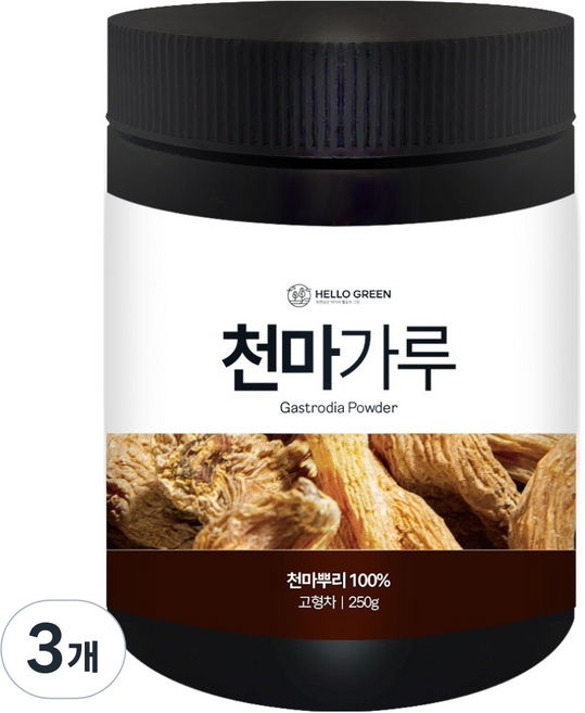 헬로우그린 국내산 프리미엄 분말 천마가루, 250g, 3개