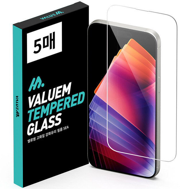 밸류엠 고화질 9H 강화유리 휴대폰 액정보호필름 5p 세트, 1세트
