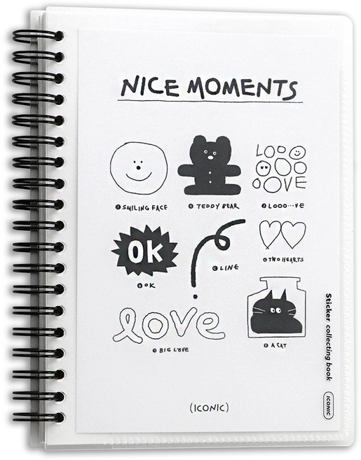 아이코닉 이형지 양면 스티커북, 01White, 80매, 1개