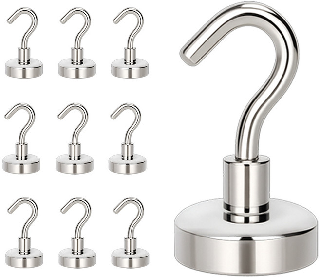 圓形超強力掛鉤釘釘磁鐵 25mm, 銀色, 10個