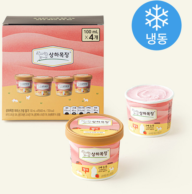 상하목장 아이스크림 딸기 (냉동), 100ml, 4개입, 1개