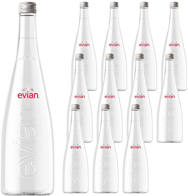에비앙 글라스 생수, 750ml, 12개
