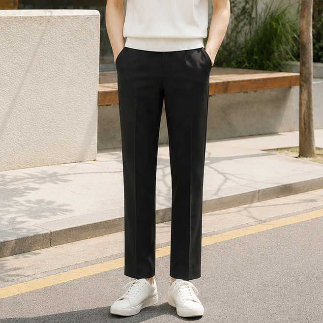 男士夏季涼感直筒西裝褲
