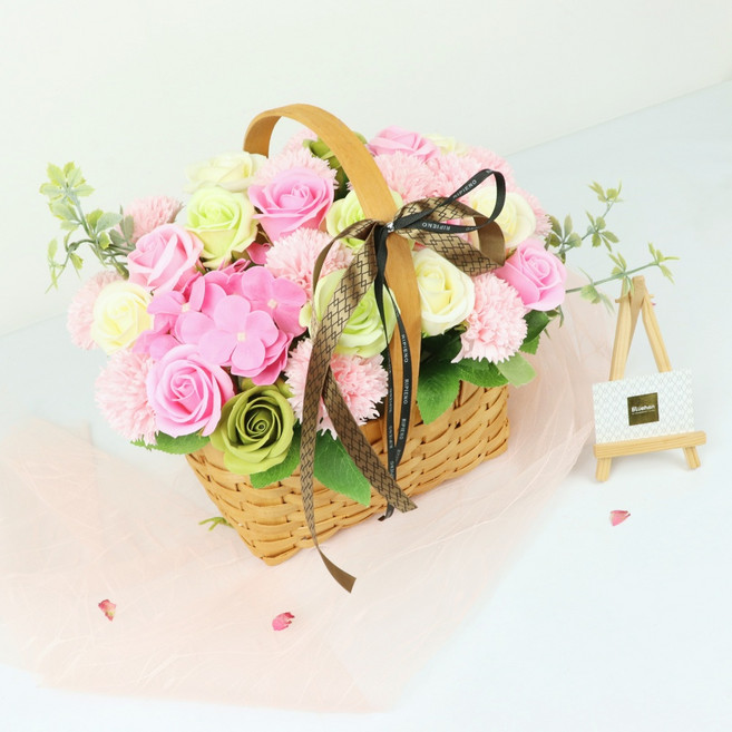 블뤼엔 조화 메트로 n 카네이션 바구니 대, 핑크