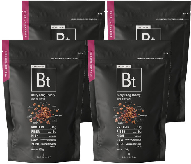 그라놀로지 베리 뱅 띠오리 그래놀라 시리얼, 150g, 4개