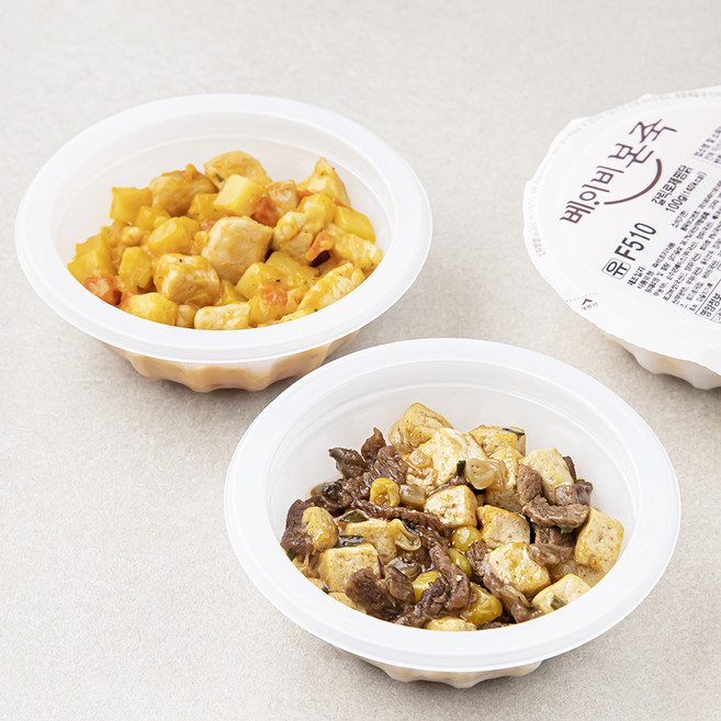 베이비본죽 반찬 한우 두부 강정 100g + 갈릭 로제 찜닭 100g A세트, 200g, 1세트