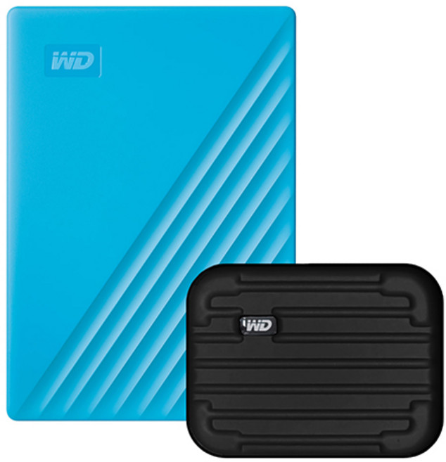 WD My Passport 휴대용 외장하드 + 파우치, 4TB, 블루