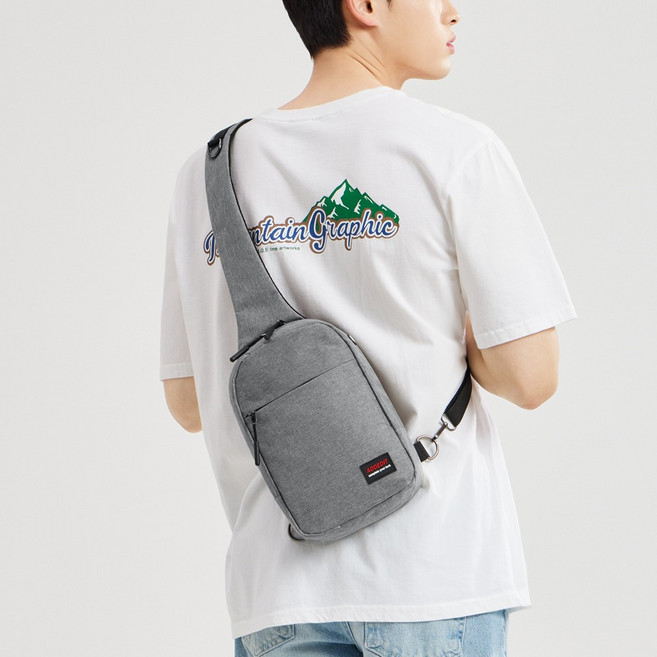 ADDEDIT 素色單肩斜背包, 灰色
