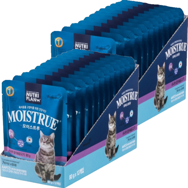 동원뉴트리플랜 고양이 모이스트루 주식파우치, 닭+참치, 80g, 24개