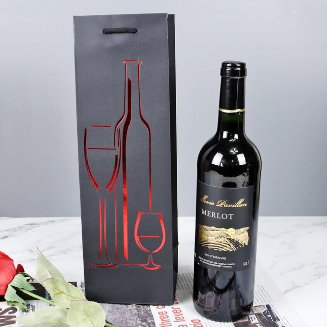 리드홈 노블레스 고급 와인쇼핑백, 블랙레드, 12개