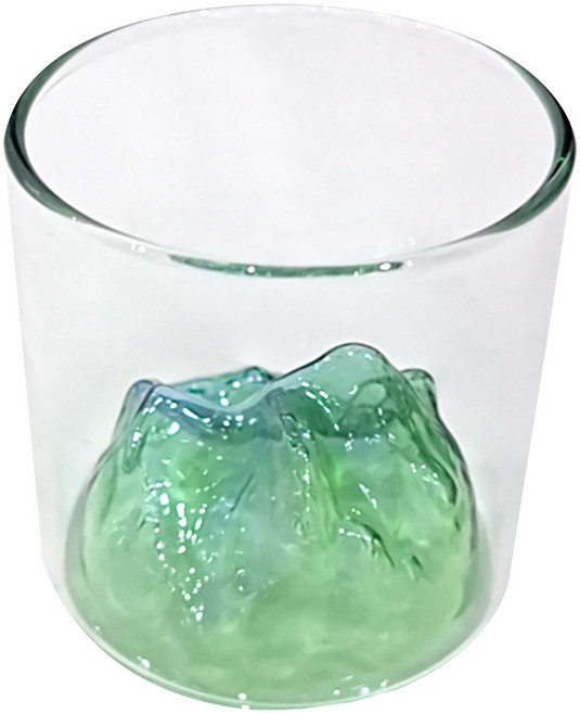 蕉蕉購物 日式復古觀山彩色玻璃杯, 綠山, 1組