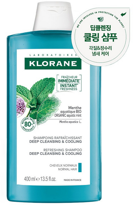 클로란 아쿠아민트 딥클렌징 앤 쿨링 샴푸, 400ml, 1개