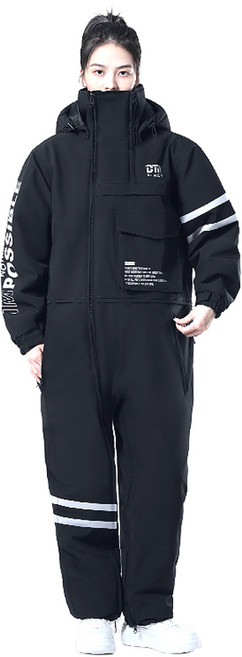 리버폭스 오토바이 겨울 방한복 점프수트 패딩 레귤러 퀄팅, 프리미엄블랙