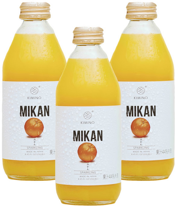 KIMINO 和歌山蜜柑氣泡果汁飲, 3個, 250ml