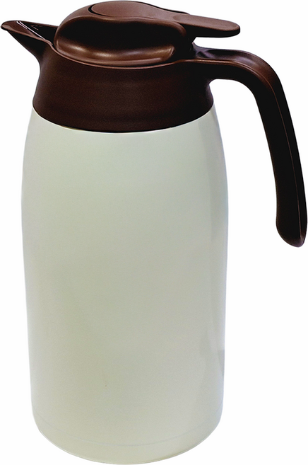 THERMOS 膳魔師不鏽鋼保溫熱水壺 THV-2001K 方便倒水的一鍵式開關蓋 壺口很寬 可輕鬆清潔 傾倒也不會漏水的安心設計, 奶黃色, 2L, 1個