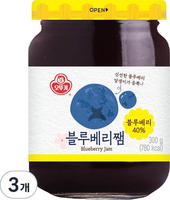 오뚜기 블루베리쨈, 300g, 3개
