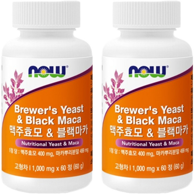 나우푸드 맥주효모 블랙마카 60p, 2개, 60정