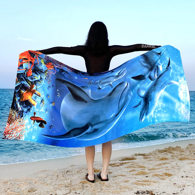 바캉스 비치타올 특대형 100 x 180 cm, 신나는고래, 1개