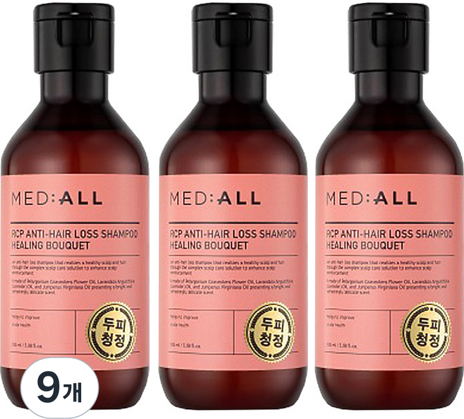 메디올 알시피 안티로스 두피청정 탈모완화 샴푸 힐링부케, 100ml, 9개