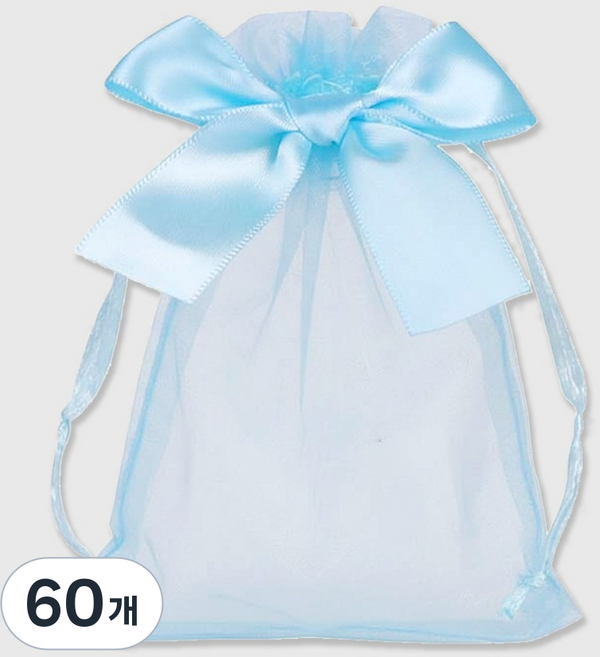 Inp 高級網紗緞帶福袋 16 x 22 cm, 60個, 天藍色