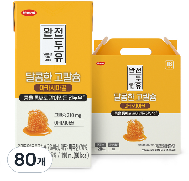 전두유 완전두유 달콤한 고칼슘 아카시아꿀, 190ml, 80개