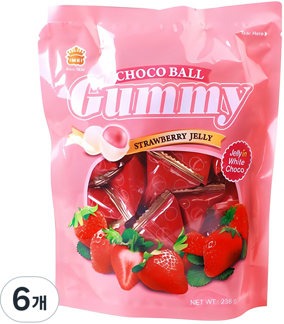 이메이 구미초코볼 스트로베리맛, 238g, 6개